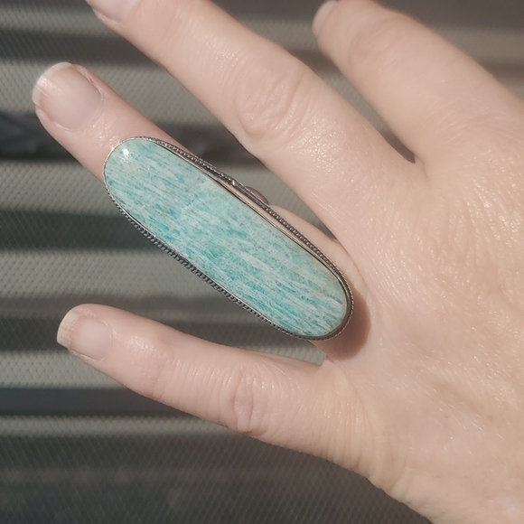 New Oversized Amazonite 925 Silver Statement Ring. - Picture 4 of 14